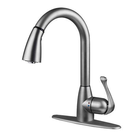 deck mount faucet nickel with pull spray metal housing touch|Urbane Single Handle Deck Mounted Kitchen Faucet with Pull .